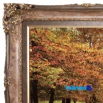 Top view of C Persia Handwoven Carpet Tapestry Autumn Scene pattern and color tone