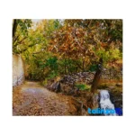 Top view of Handwoven Carpet Wall Art Scenic Design pattern and color tone