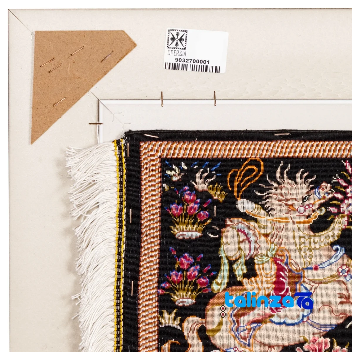 Top view of Si Persia Handwoven Carpet Tapestry Hunting Scene pattern and color tone