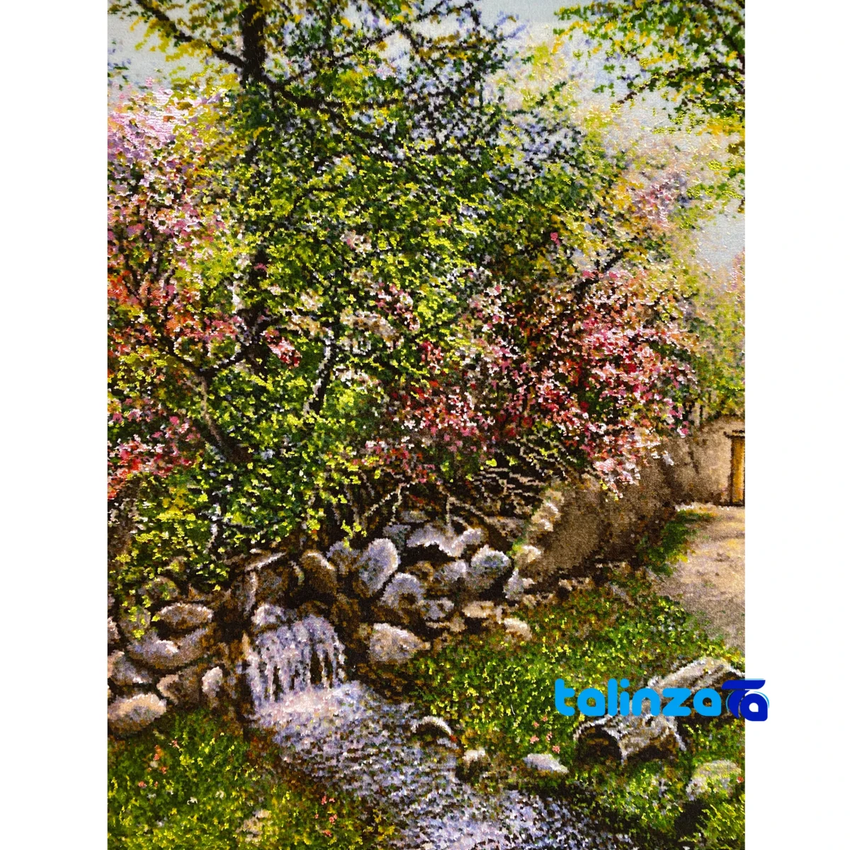 Top view of Handwoven Carpet Wall Art Spring Alley Design pattern and color tone
