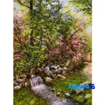 Top view of Handwoven Carpet Wall Art Spring Alley Design pattern and color tone