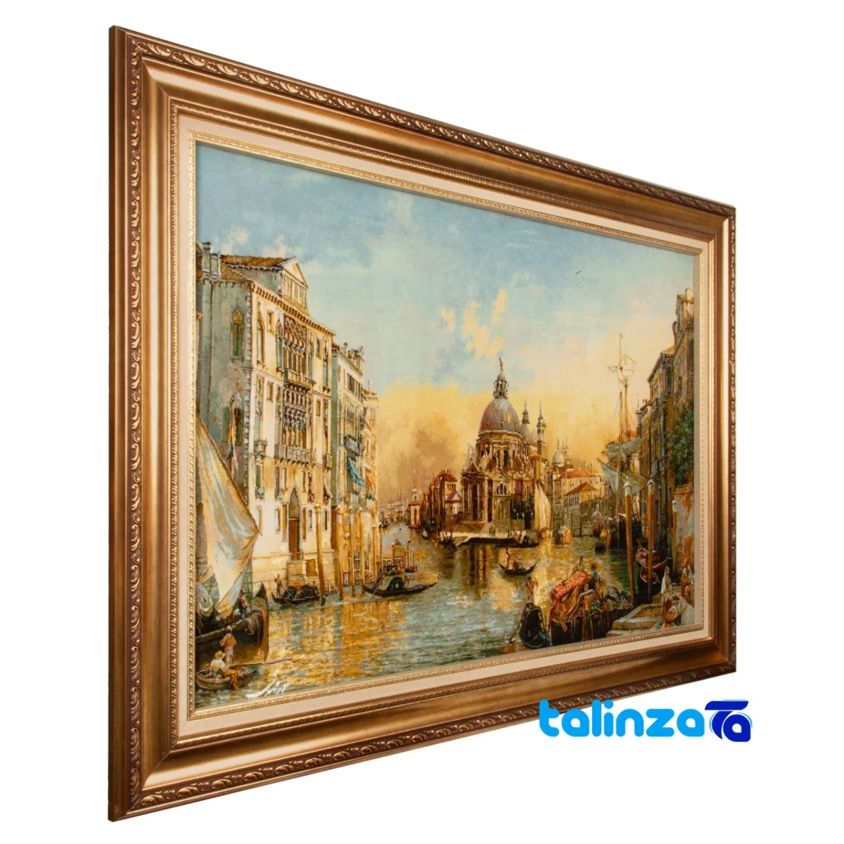 Top view of Si Persia Handwoven Carpet Landscape Venice pattern and color tone