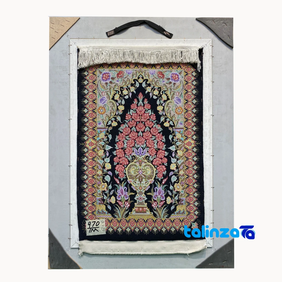 Top view of Handmade Carpet Wall Art Floral Design Fancy pattern and color tone