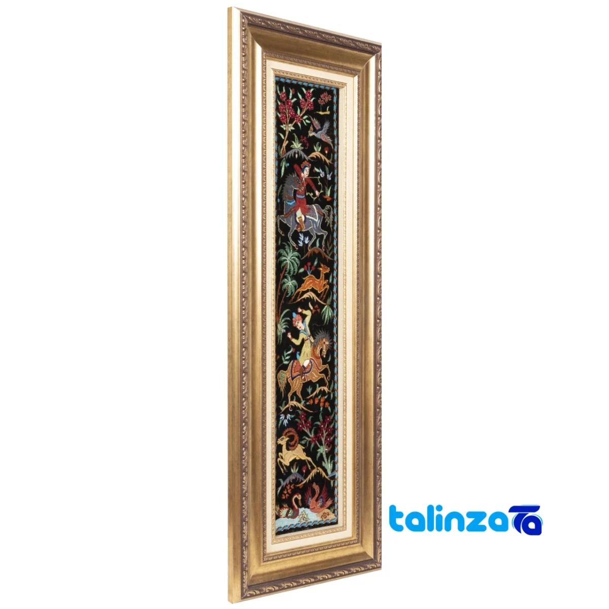 Top view of C Persia Handwoven Carpet Hunting Scene pattern and color tone