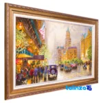 Top view of Si Persia Handwoven Tapestry New York Rain Scene pattern and color tone