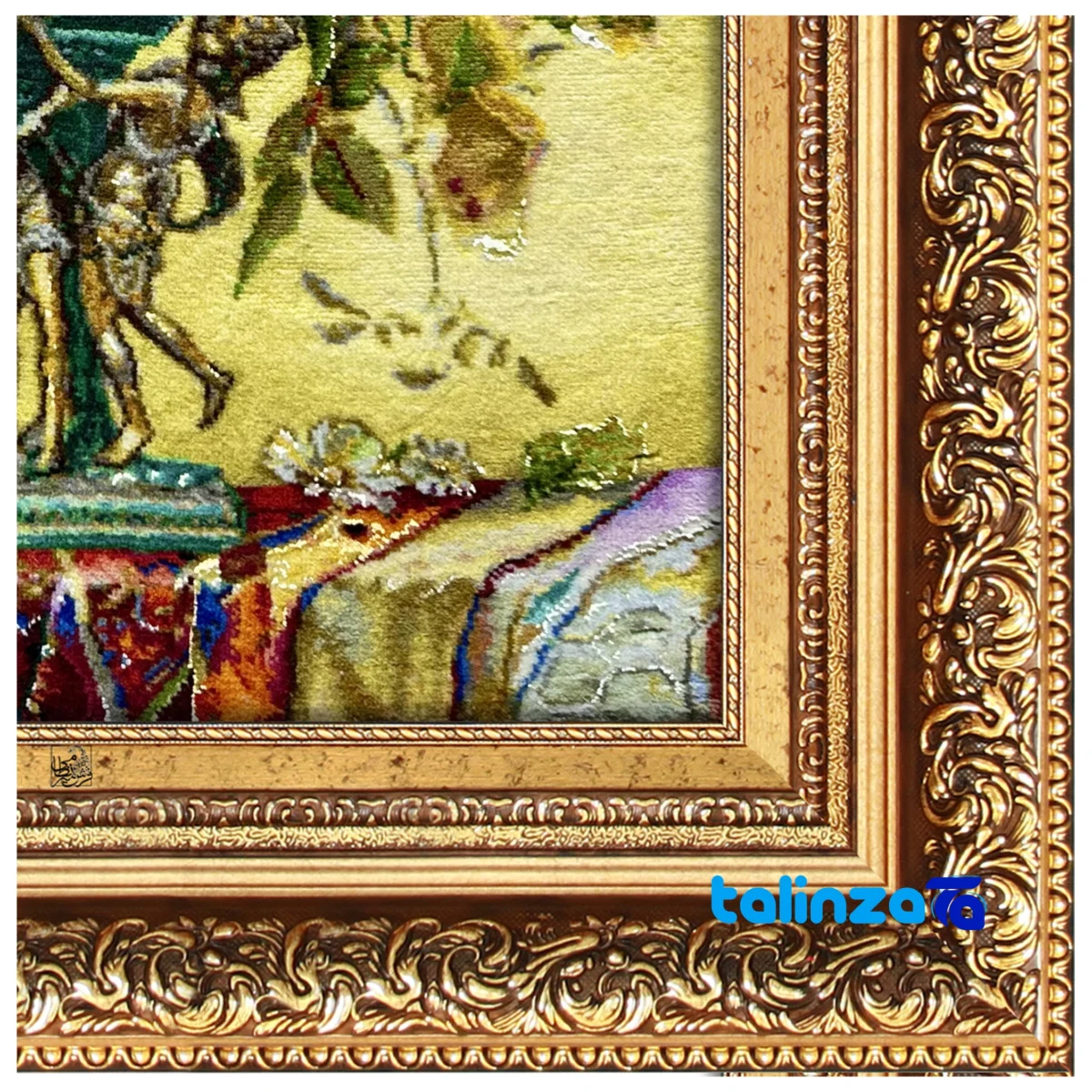 Top view of Mirnazami Handwoven Tapestry Floral Design pattern and color tone