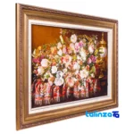 Top view of C Persia Handwoven Carpet Wall Art Flower Basket pattern and color tone