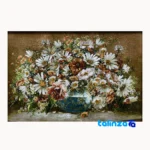 Front view of Handmade Flower Design Tapestry Art and key details