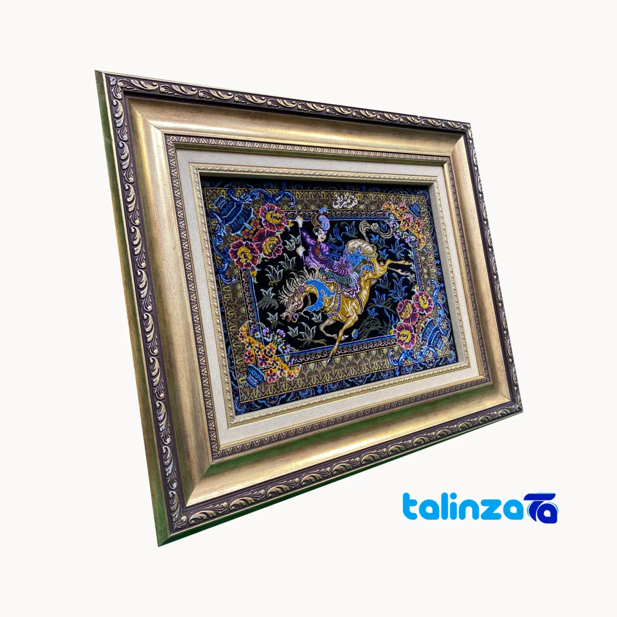 Top view of Handmade Fantasy Tapestry Hunting Scene pattern and color tone