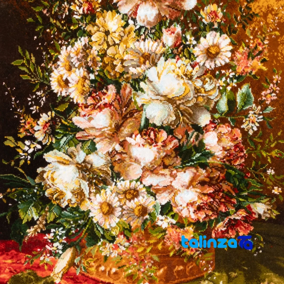 Top view of Si Persia Handwoven Tapestry Floral Design pattern and color tone