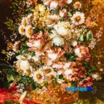 Top view of Si Persia Handwoven Tapestry Floral Design pattern and color tone