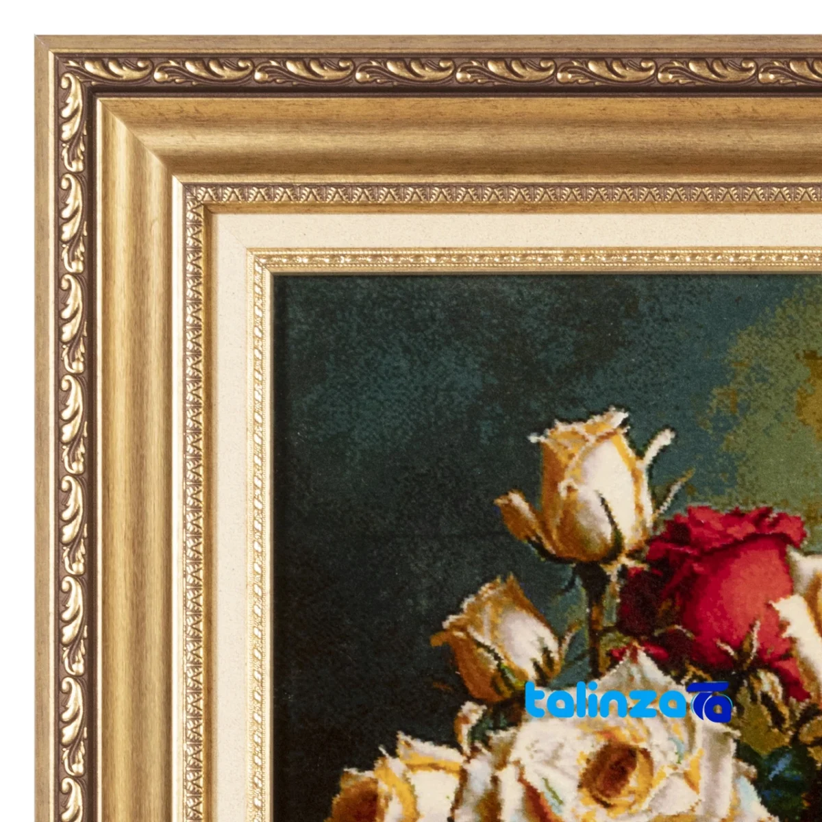 Top view of Si Persia Handwoven Carpet Wall Art Flower in Vase pattern and color tone