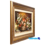 Top view of C Persia Handwoven Carpet Wall Art Floral Design pattern and color tone
