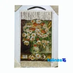 Top view of Handmade Carpet Wall Art Floral Design pattern and color tone