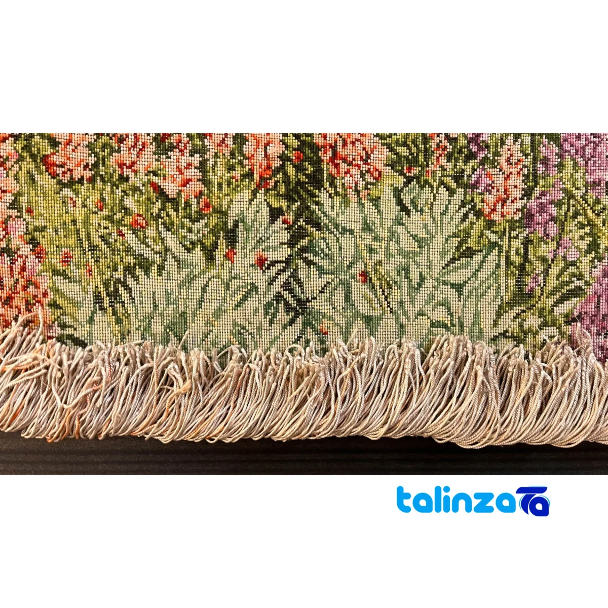 Top view of NKP Handwoven Carpet Wall Art Floral Design pattern and color tone
