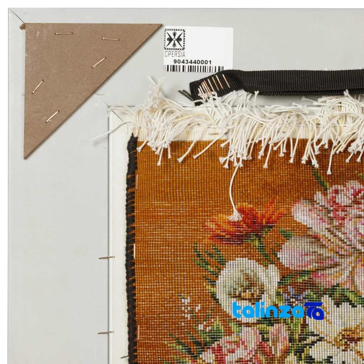 Front view of Si Persia Handwoven Tapestry Floral Design and key details