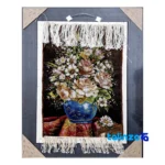 Top view of Handmade Carpet Wall Art Flower Vase pattern and color tone
