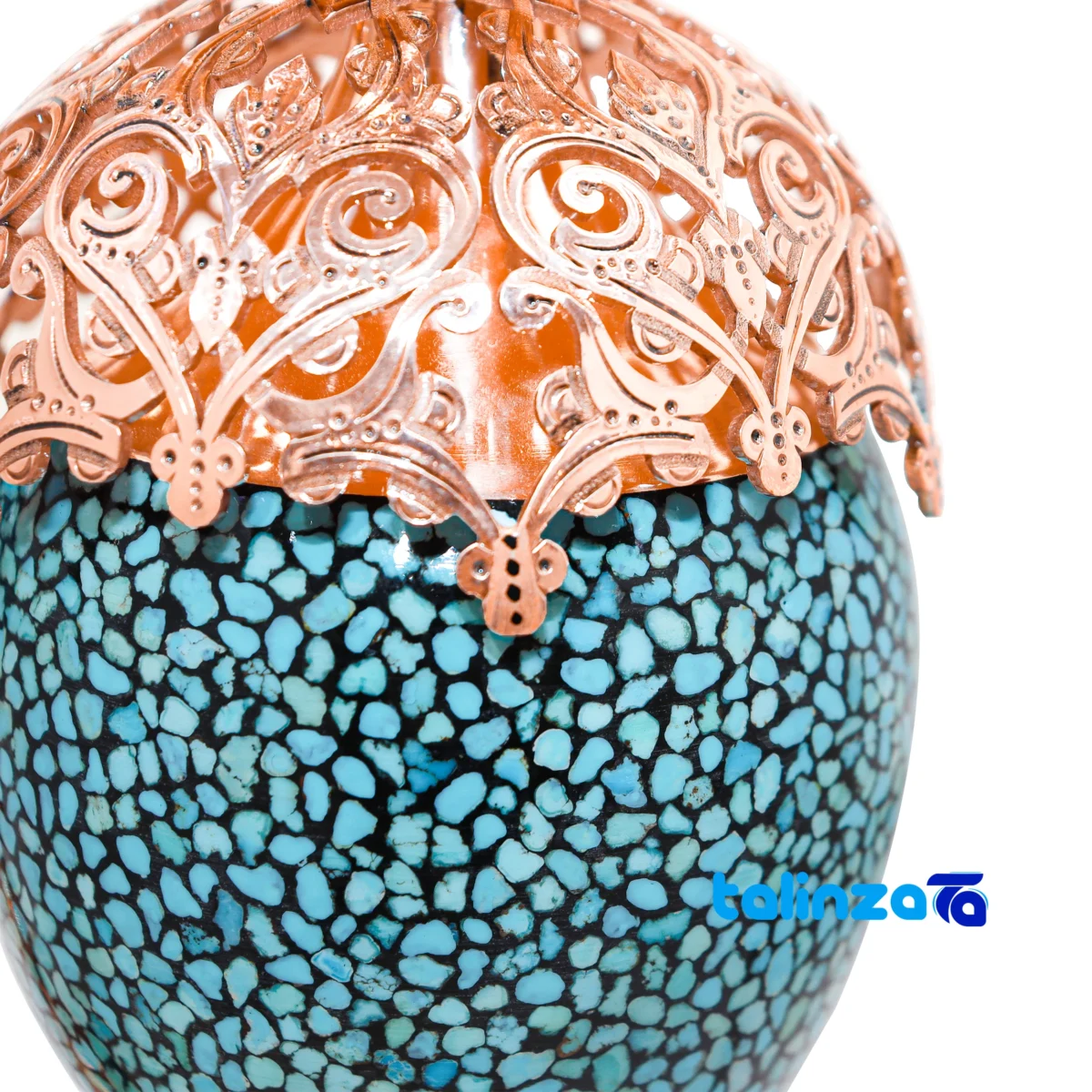 Front view of Magnificent-Art Three Piece Turquoise Inlay Mirror Candle Holder Set design and key details