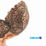 Front view of Copper Kashkul Diamond-Engraved Serving Bowl Diamond-cut design and key details