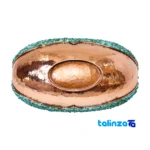 Front view of HQ3225Magnificent Art Turquoise Inlaid Candy Bowl Plate Set design and key details