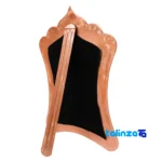 Front view of Turquoise Inlaid Mirror Candleholder Set Narrow Waist design and key details