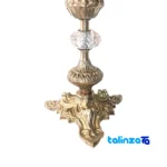 H-1355 Brass Candle Holder Set of Two - Front view showing design and key details