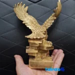 Bronze Eagle Sculpture Golden Design Decorative Piece - Front view showing and key details
