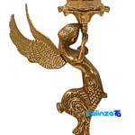 Brass Candle Holder Angel Model S-4266 Set of Two - Front view showing saffron grade and packaging