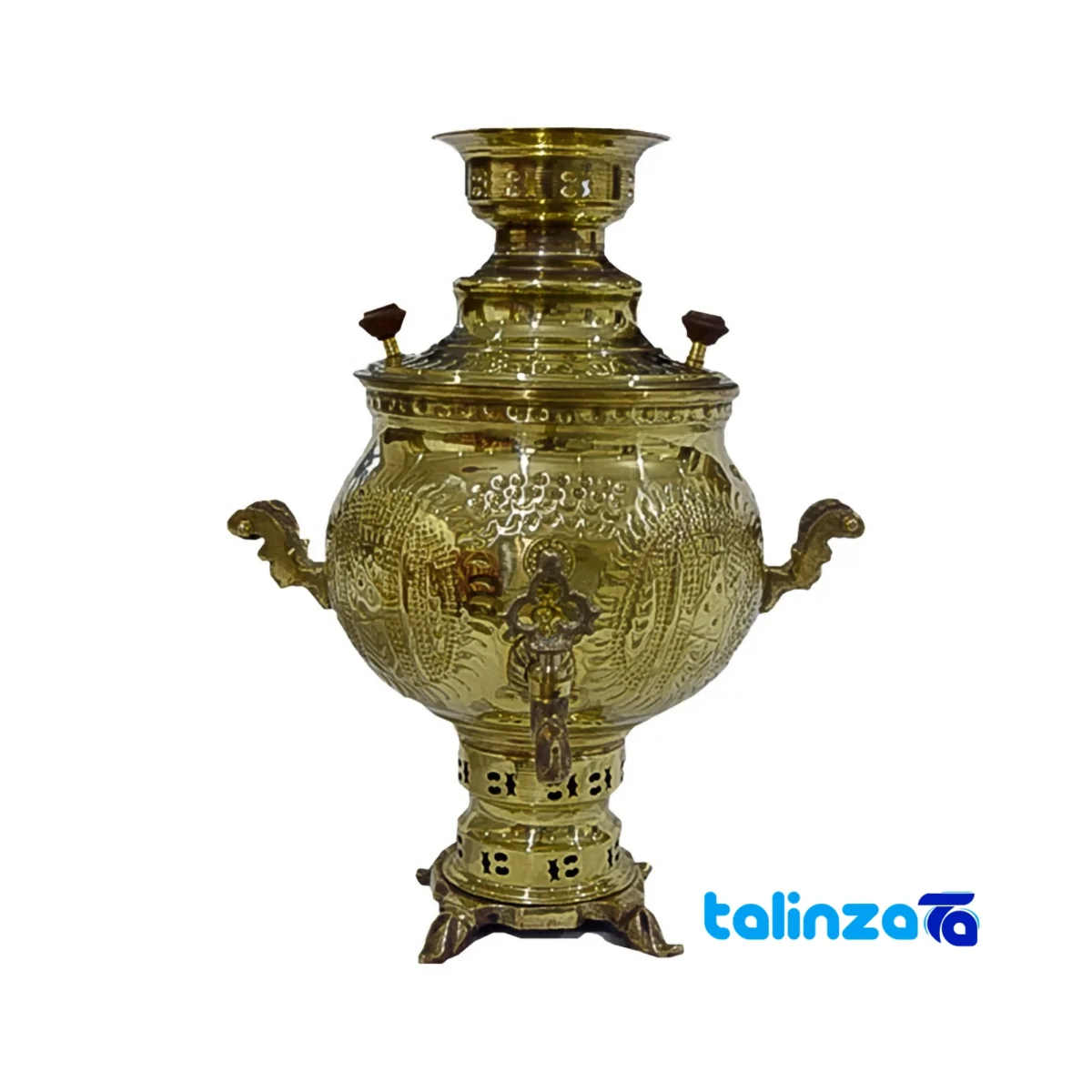 Brass Charcoal Samovar Model Tupi 30x30x40 cm - Front view showing design and key details