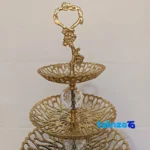Front view of Elegant Brass Three-Tier Candy Dish 24x24x45 cm design and key details