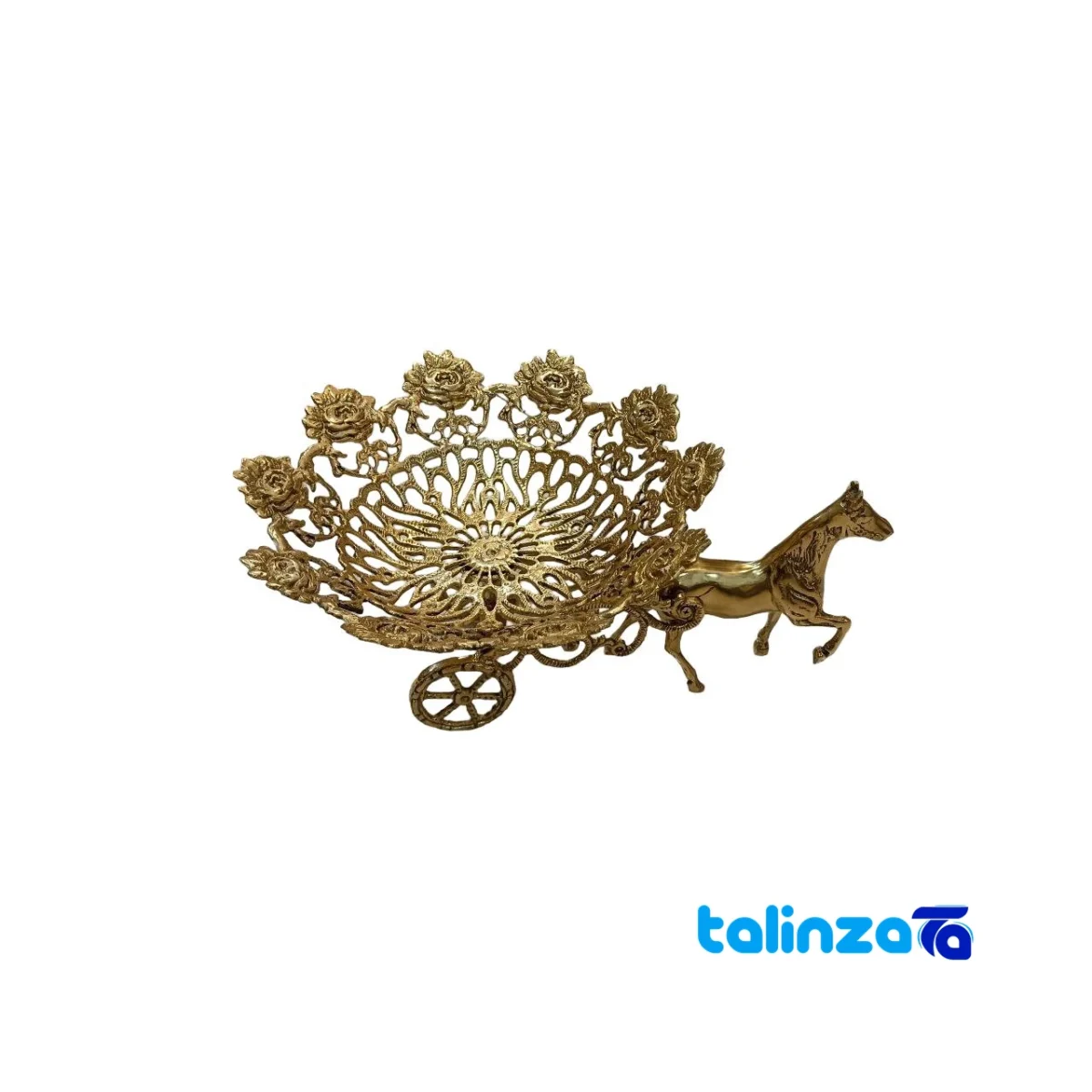 Bronze Fruit Bowl Rose Carriage Design 41x28x20 cm - Front view showing and key details