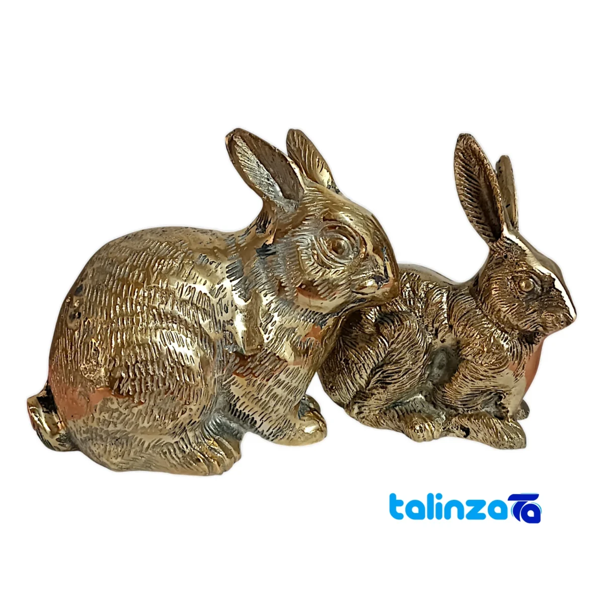 Brass Decorative Rabbit Model Set of Two 26x9x13 cm design and key details (Front view)