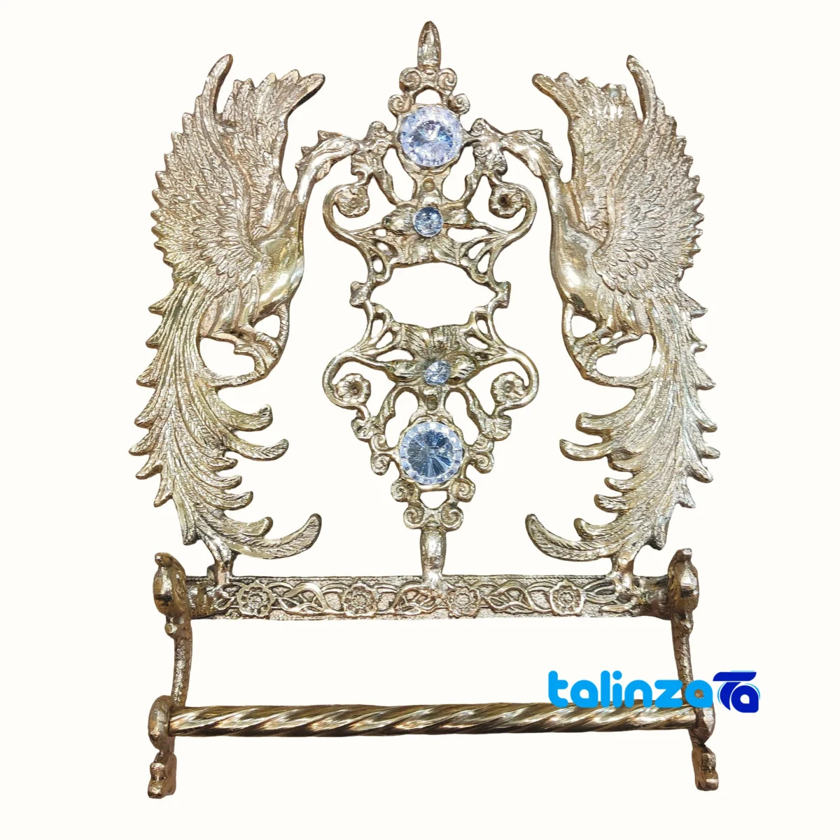Front view of Bronze Key Holder with Towel Rack - Simorgh Model 30x25x10 cm design and details