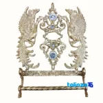 Front view of Bronze Key Holder with Towel Rack - Simorgh Model 30x25x10 cm design and details
