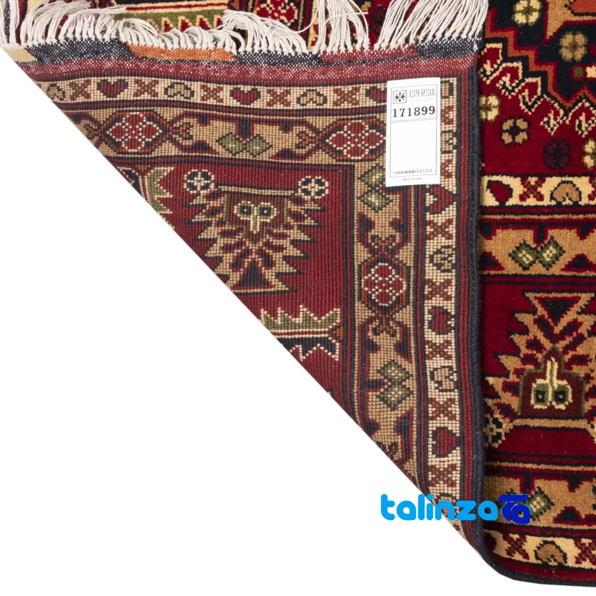 Top view of C Persia Handwoven Rug - Luxurious Red Design pattern and color tone