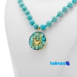 Altin Honar Handmade Jewelry Set Turquoise Gold - Front view showing saffron grade and packaging
