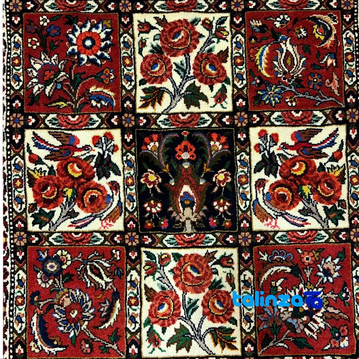 Bakhtiari Handwoven Rug Colorful Design Hand wash overall layout (Full spread)
