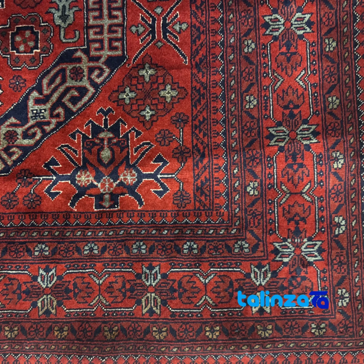 Handwoven Carpet Red Luxurious Design Hand wash - Top view showing pattern and color tone