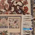 Top view of Handwoven Persian Rug Hunting Design pattern and color tone