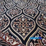 Top view of Haj Bagheri Handwoven Carpet Black pattern and color tone