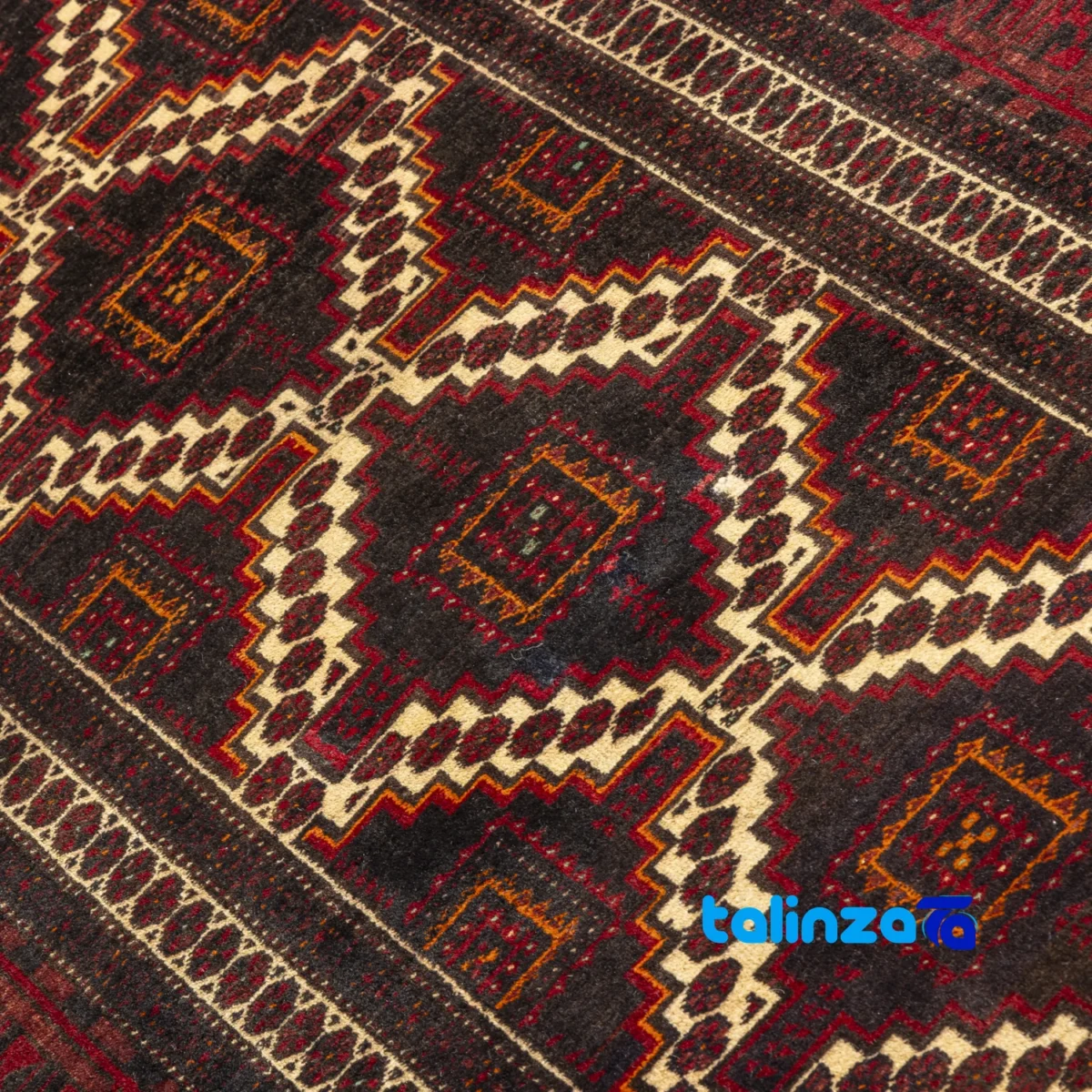 Handwoven Persian Rug Baloch Model 20.11.3188 - Top view showing pattern and color tone