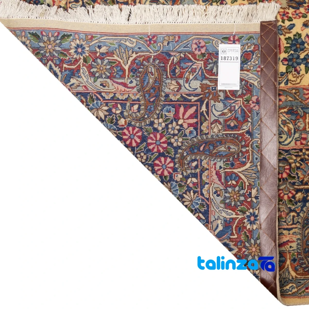 Top view of Cypress Persian Handwoven Carpet Elegant Design pattern and color tone