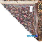 Top view of Cypress Persian Handwoven Carpet Elegant Design pattern and color tone