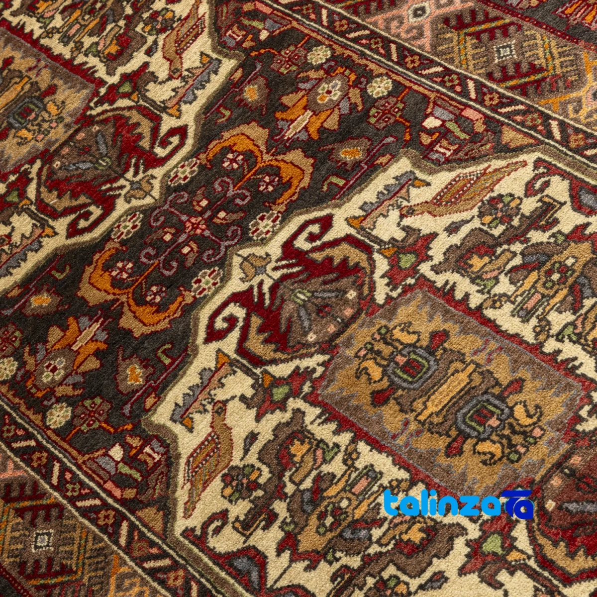 Baloch Handwoven Rug Area Design Natural Dye pattern and color tone (Top view)