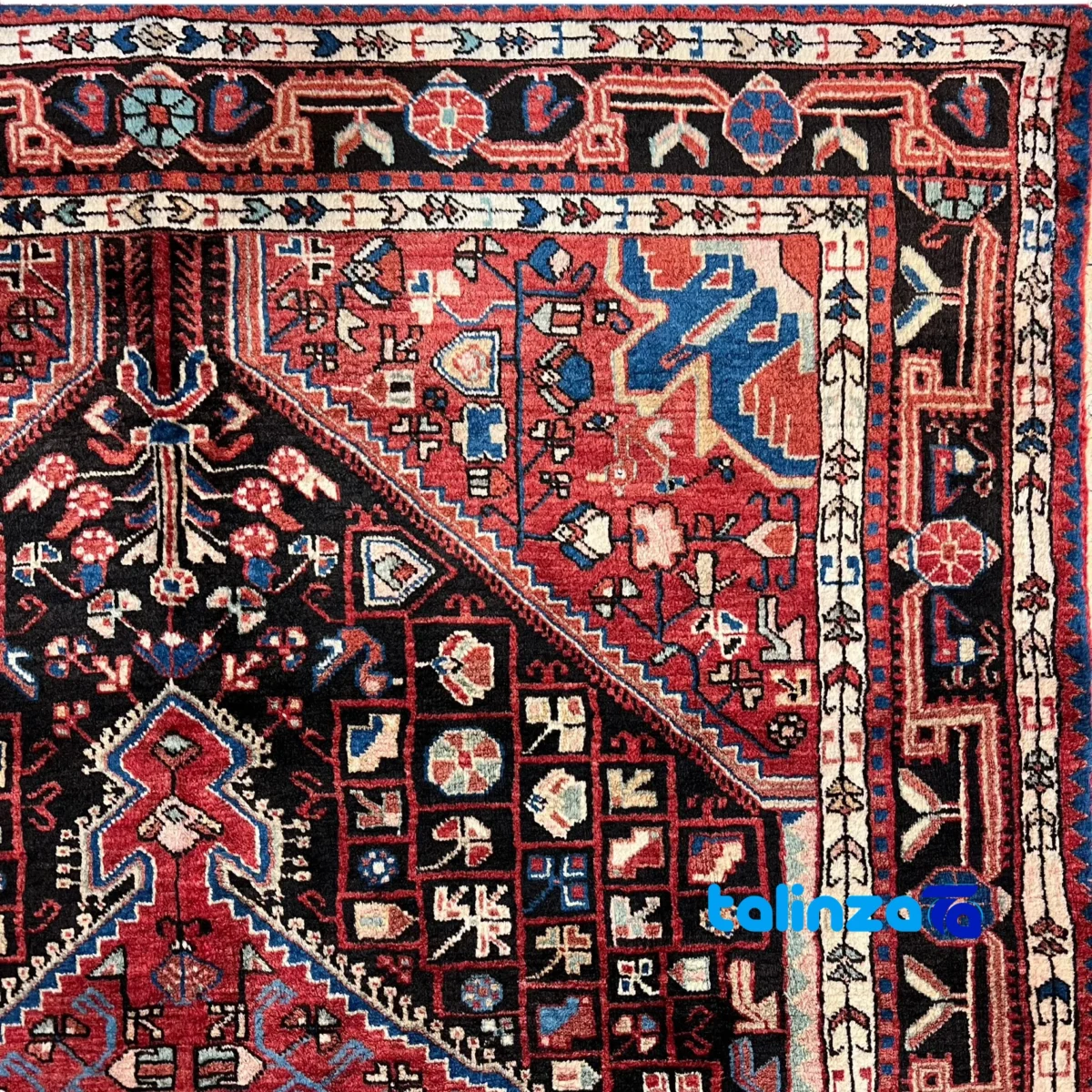 Toisarakan Handwoven Rug Traditional Design Black overall layout (Full spread)