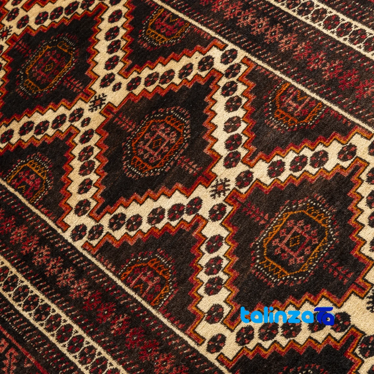Full spread of Baloch Handwoven Rug Model 20.23.1348 Cream overall design layout