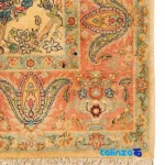 Handwoven Persian Rug Beige Floral Design floor placement example (Room setting)