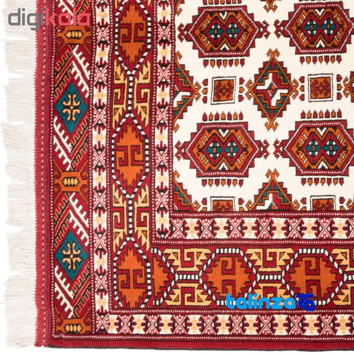 Top view of Si Persia Handwoven Rug Geometric Design Cream pattern and color tone