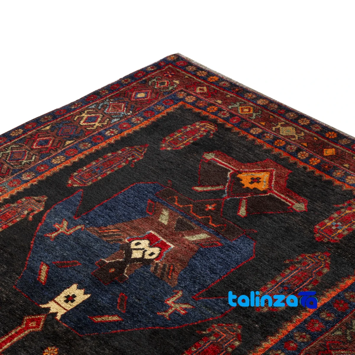 Top view of Handwoven Kurdish Area Rug - Elegant Design 300x131 cm pattern and color tone