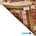 Handcrafted Persian Rug Rectangular Geometric Design pattern and color tone (Top view)